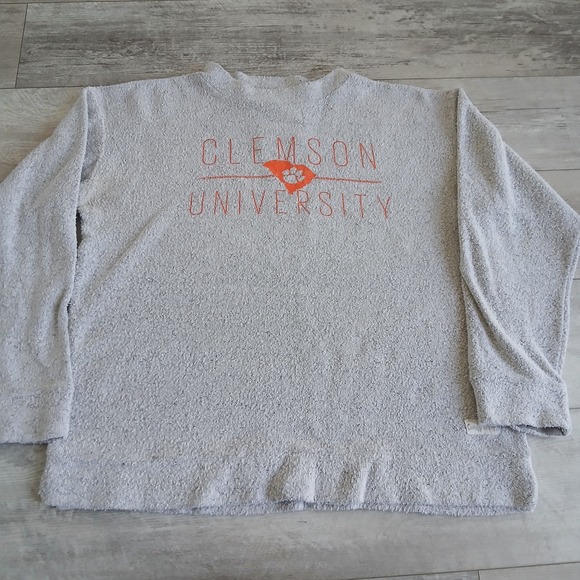 Clemson University Pressbox Comfy Terry Pullover Sweatshirt Orange Logo Large - Picture 1 of 9